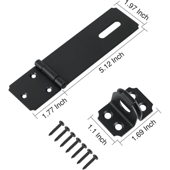 GVDCC-Padlock Door Latch Hasp Latch Gate Latches,5 Inch SUS304 Stainless Steel Packlock Clasp Hasp Door Lock Hinge Lock for Doors,Cabinet,Wooden Case,Drawer,Window,Barn Door,Matte Black Shed Lock