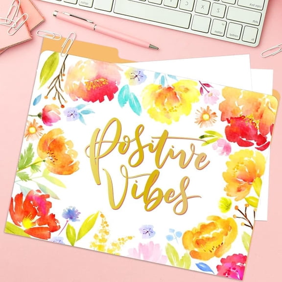 GVDCC-Paper Master File Folders Letter Size 12 Pack Premium Waterproof File Folders Decorative in Wonderful Colors & Flora Designs - Colored File Folders with tabs - 10 x 12 Inches