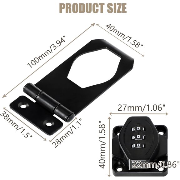 GVDCC-Password Rotary Hasp Locks, Digit Combination Lock Door Security Keyless 3-Digit Password Door Latch for Drawers, File Cabinets, Cabinets, Interior Doors, Barns, Garage Doors, Fence (4 Inch)