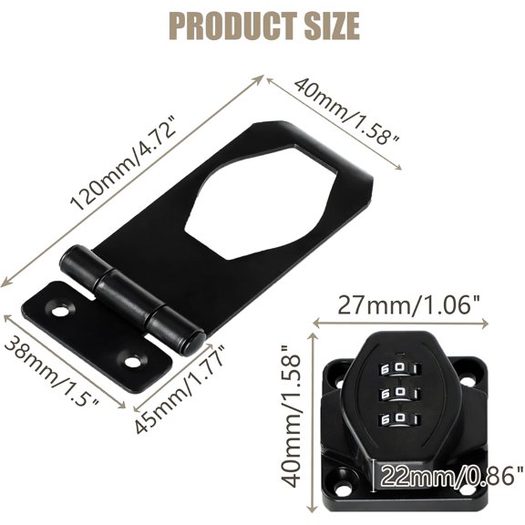 GVDCC-Password Rotary Hasp Locks, Digit Combination Lock Door Security Keyless 3-Digit Password Door Latch for Drawers, File Cabinets, Cabinets, Interior Doors, Barns, Garage Doors, Fence (5 Inch)