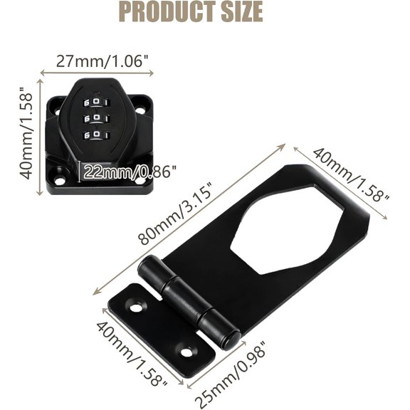 GVDCC-Password Rotary Hasp Locks, Digit Combination Lock Door Security Keyless 3-Digit Password Door Latch for Drawers, File Cabinets, Cabinets, Interior Doors, Barns, Garage Doors, Fence (3 Inch)