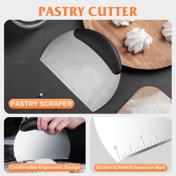 GVDCC-Pastry Cutter Biscuit Cutter Dough Cutters, Stainless Steel Butter Pastry Cutter Tool, Pastry Blender Baking Dough Tools, Round Biscuit Cutters, Sturdy & Long-Lasting, Gift Package (3 Pcs/Set)