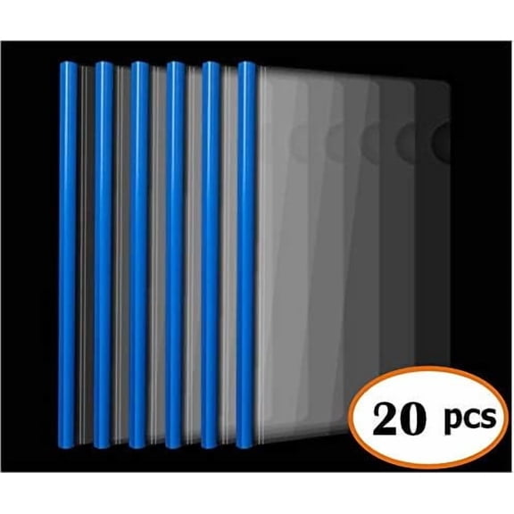 GVDCC-Plastic File Folder 10mm Sliding Bar Report Covers, 18C, 40 Sheet Capacity, Transparent Resume Presentation File Folders Organizer Binder for A4 Size Paper, 20 Pcs