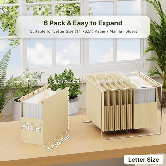 GVDCC-Plastic Hanging File Folders, 6 Pack Letter Size Hanging Folders for Filling Cabinets, Expanding File Folders Hanging with Tabs, Designed for Bulky Files,Medical Charts