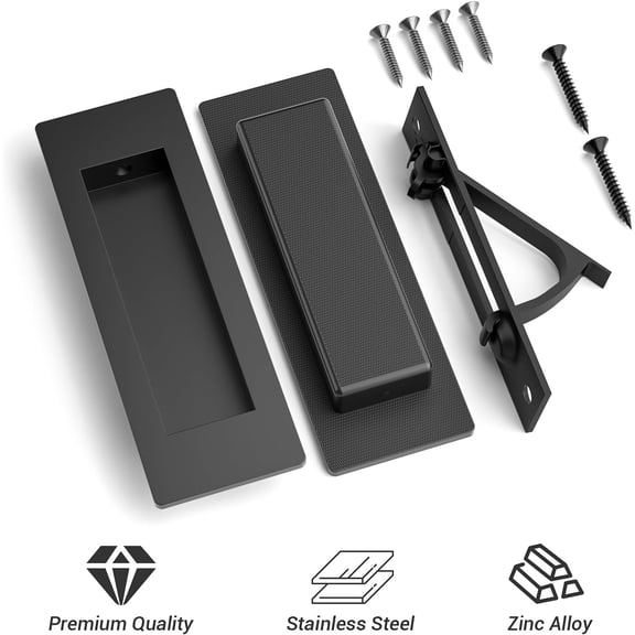 GVDCC-Pocket Door Hardware Set 2 Recessed Flush Finger Pulls and 1 Edge Pull Barn Door Pocket Door Handle