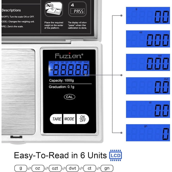 GVDCC-Pocket Gram Scale - 1000g/0.1g Digital Mini Travel Food Scale