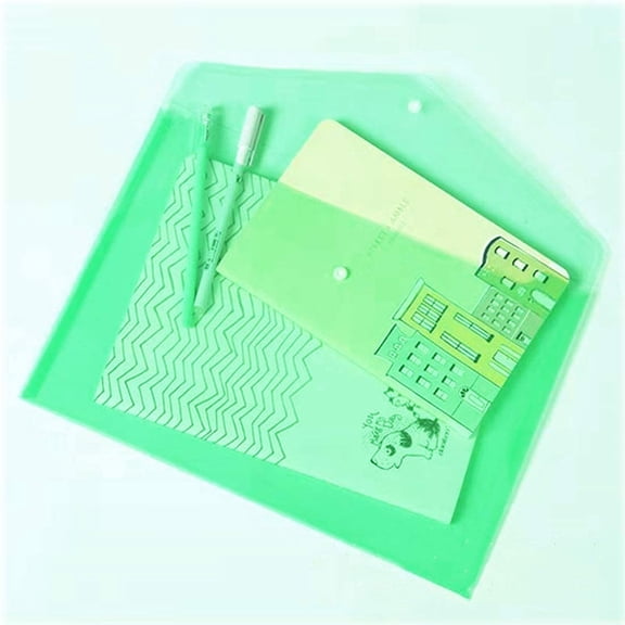 GVDCC-Poly Envelope 12 Pcs Document Envelopes with Snap Button Quality Clear Document Folder for A4 Size (Green)