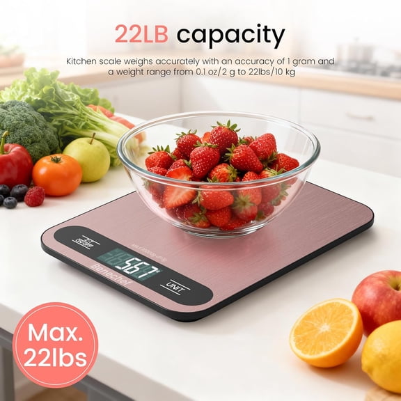 GVDCC-Premium Digital Kitchen Scale, Precision Accurate to 1g, Stainless Steel with LCD Display, 6 Units with Tare FunctionPink - Perfect for Baking, Cooking, and Coffee