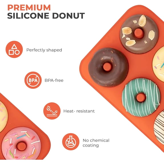 GVDCC-Premium Silicone 3.5 inch Donut Pan 3-Pack of Non-Stick Food Grade Silicone baking mold with 18 donut molds of Bagel Making Tray perfect for Microwave, Freezer & Dishwasher safe.