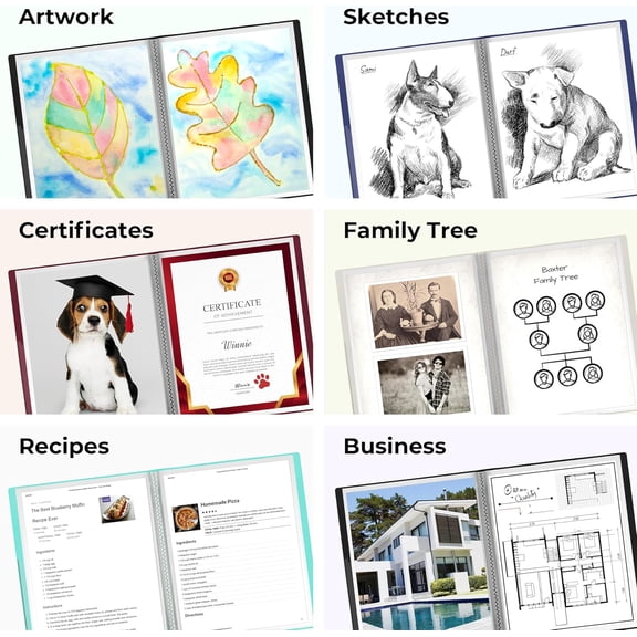 GVDCC-Presentation Binder 12-Pocket, Displays 24 Pages, 8.5x11 Portfolio Binder with Plastic Sleeves, Storage and Organizer for Documents, Certificates, Projects, Photos (Ruby)
