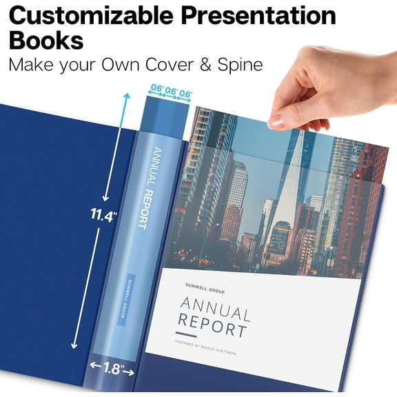 GVDCC-Presentation Binder 24-Pocket, Displays 48 Pages, 8.5x11 Portfolio Binder with Plastic Sleeves, Storage and Organizer for Documents, Certificates, Projects, Photos (Blue)