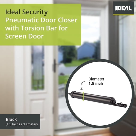 GVDCC-Quick-Hold Closer for Extra-Heavy Storm Doors with Torsion Bar, Black (1.5-Inch Diameter)