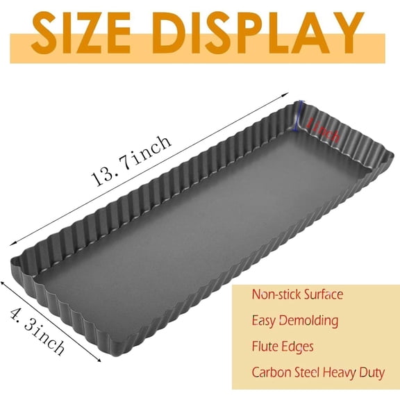 GVDCC-RINCH-PAN Rectangular Tart Pan, 2 PCS 14 Inch Long Pan Non-Stick Tart Pan With Removable Loose Bottom, Suitable For Pies, Biscuits, Cheesecakes, Desserts And Bread.