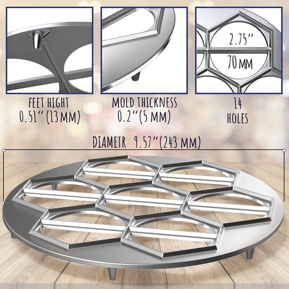 GVDCC-Ravioli & Empanada Maker  Heavy-Duty 14-Slot Mold Press for Homemade Dumplings, Pierogi, Pastries, Samosas, Turnovers & More  Multi-Kitchen Tool for Global Recipes