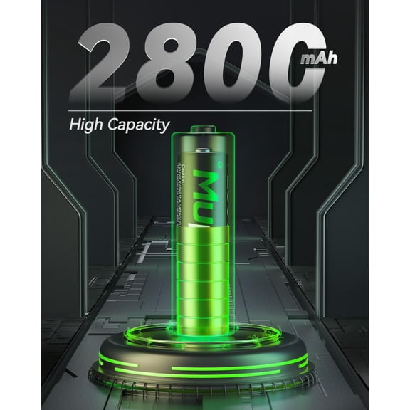 GVDCC-Rechargeable AA Batteries 16 Pack, Ni-MH 2800mAh Rechargeable 2A Battery, Pre-Charged Double A Batteries with Protection Box