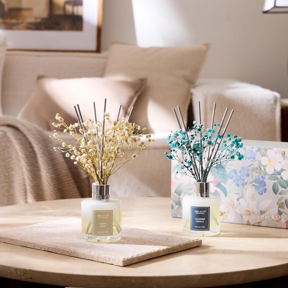 GVDCC-Reed Diffuser 3.38 oz (100ml) 2pk,Clean Linen/Cashmere Vanilla Scented Reed Diffuser Set,Reed Diffuser & Oil Diffuser Sticks, Aromatherapy, Home & Kitchen Dcor,Fragrance and Gifts
