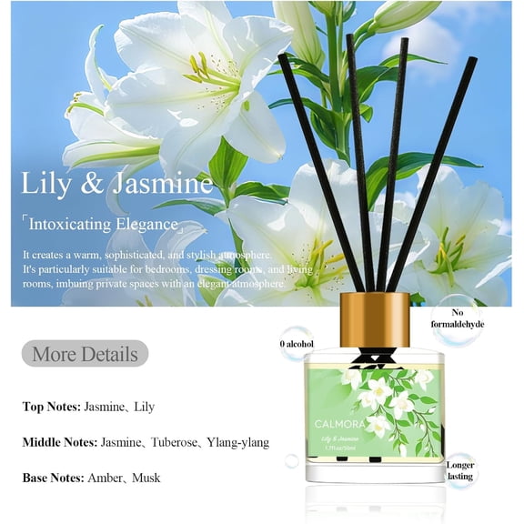 GVDCC-Reed Diffuser Gift Set of 3, 50ml Home Fragrance Diffuser with 15 Reeds Sticks | Flameless Lily & Jasmine/Lavender/Fresh Linen Scented Oil for Women, Mom, Housewarming