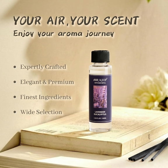 GVDCC-Reed Diffuser Set,1.69 fl oz (50 ml) - Lavender Eucalyptus Oil Diffusers with 8 Reed Sticks,Home Fragrance Reed Diffuser for Bathroom Shelf Decor