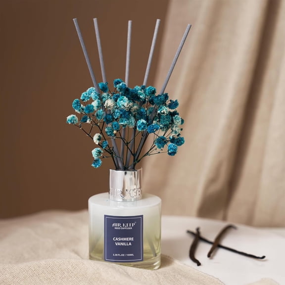 GVDCC-Reed Diffuser Set,3.38 fl oz (100 ml) - Cashmere Vanilla Oil Diffusers with 8 Reed Sticks, Home Fragrance Reed Diffuser for Bathroom Shelf Decor