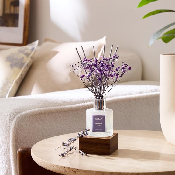 GVDCC-Reed Diffuser Set,3.38 fl oz (100 ml) - Lavender Field Oil Diffusers with 8 Reed Sticks, Home Fragrance Reed Diffuser for Bathroom Shelf Decor