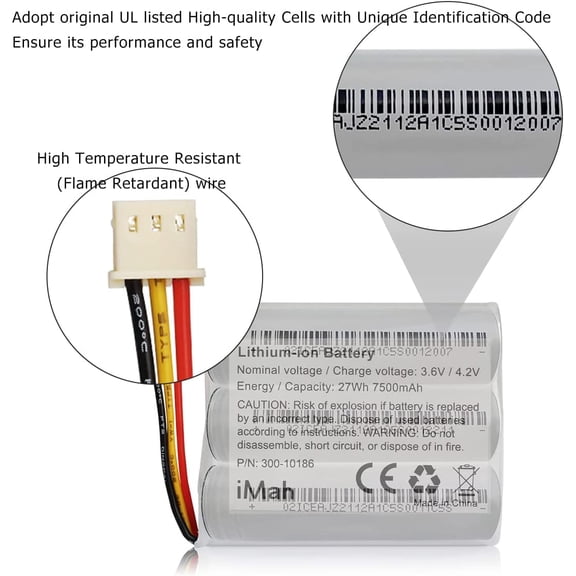 GVDCC-Replacement Battery 300-10186 for ADT Command Smart Security Panel | 3.6V 27Wh