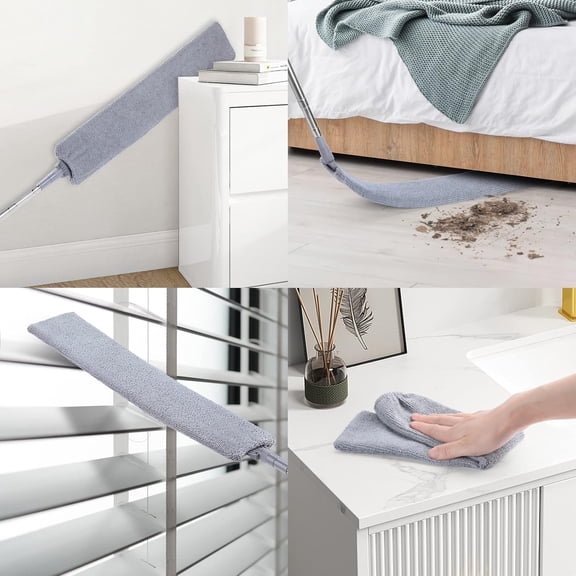 GVDCC-Retractable Gap Dust Cleaner with 3 Microfiber Dusting Cloths & 30-100 inch Extendable Long Handle, Retractable Duster Brush for Cleaning Under Appliances Sofa Couch Bed Refrigerator Furniture