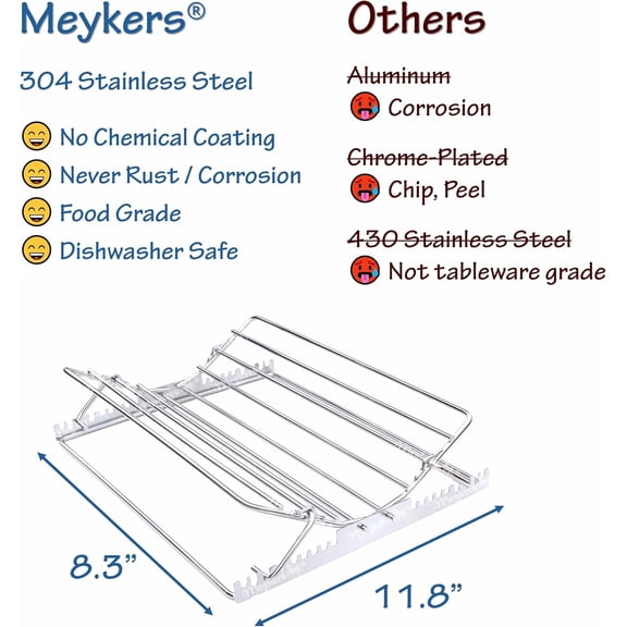 GVDCC-Roasting Rack Insert | Made of 304 Stainless Steel | for 9x13 Pan Oven Use | Dishwasher Safe | Adjustable Turkey Chicken Rack for Roasting Pan