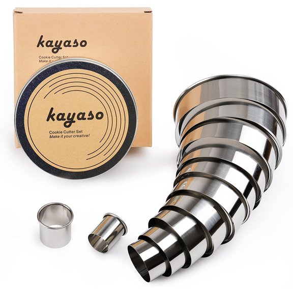 GVDCC-Round Cutters in Graduated Sizes, 304 Stainless Steel, 12 Pc Set (Plain Edge)