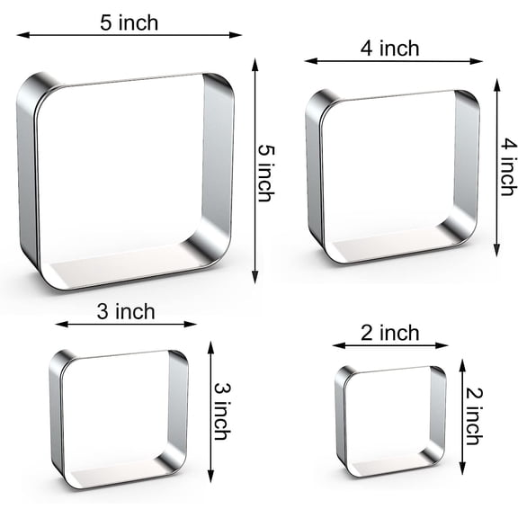 GVDCC-Rounded Square Cookie Cutter Set Large - 5 Inch, 4 Inch, 3 Inch, 2 Inch - Geometric Frame Plaque Cookie Cutters Shapes Molds - Stainless Steel