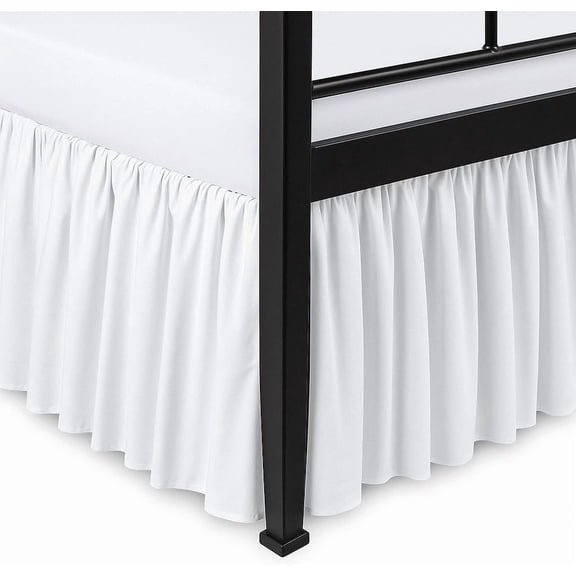 GVDCC-Ruffled Bed Skirt Split Corners with Platform, Tailored Fit Hotel Quality Wrinkle Free Ultra-Soft Microfiber Dust Ruffle, Upto 14 Inch Drop, Queen, White