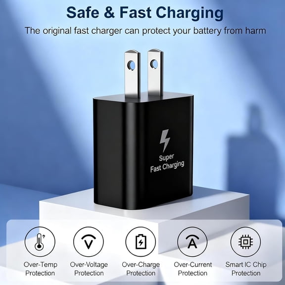 GVDCC -S25 Ultra Charger, 45W USB-C Super Fast Charger with 3.28FT Type C Cable Cord PPS/PD Wall Charging Block for Samsung Galaxy S26 S25 Ultra/S25/S24/S23 Plus