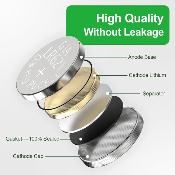 GVDCC-SR621SW Watch Battery 100 Pcs, AG1 Battery Watch Batteries 364 363, Alkaline Coin Button Cell Battery, LR621 Green Battery