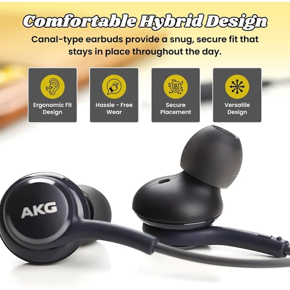 GVDCC -Samsung Earbuds Stereo Headphones 3.5mm compataible with Samsung Galaxy S10 S10e S9 S8 Plus A31 A71 Wired Earphones - with Microphone and Volume Buttons (Black)
