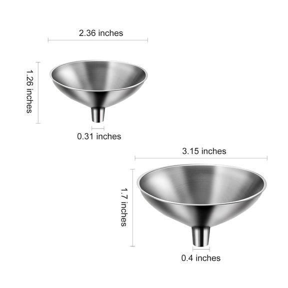 GVDCC-Serinar 2 Piece Small Stainless Steel Filling Mini Funnel, Flask Funnel, Large for Kitchen, Small for Flask, Essential Oil Delivery