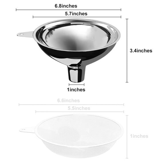 GVDCC-Serinar Stainless Steel Large Funnel (5.7 in. X 1 in. Mouth), Metal Funnel for Bottle Filling, Filling Funnel for Spices, Juices, Powders, Coffee Beans, Honey, Milk(Without Filter)