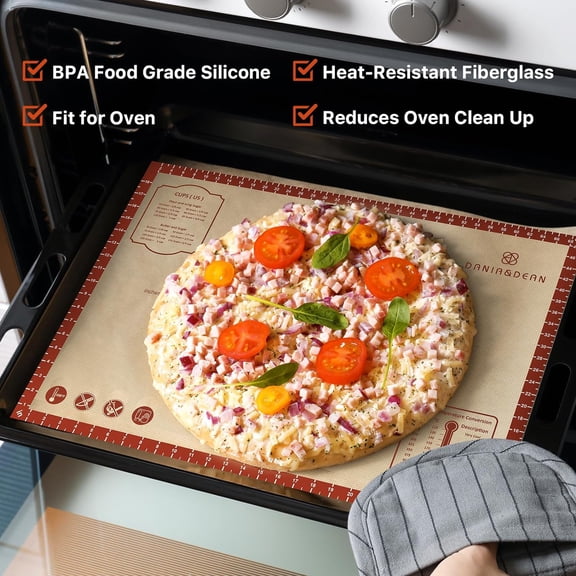 GVDCC-Silicone Baking Mat,28" x 20" Extra Thick Large Non Stick Sheet Mat with Measurement Non-slip Dough Rolling Mat,Reusable Food Grade Silicone Counter Mat for Making Cookies,Macarons,Bread and Pa