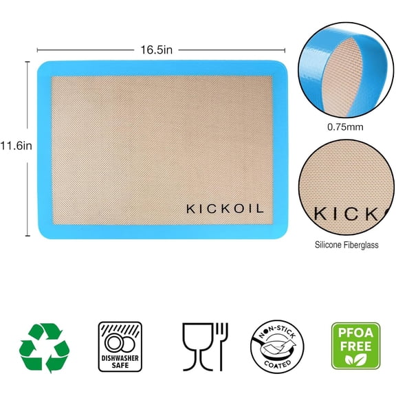 GVDCC-Silicone Baking Mat Set of 3 Non-Stick Baking Sheet for Oven Pan Liner Reusable Parchment Paper Half Sheet Large Silicone Bakeware Mat for Cookie Bread, Cooking Supplies Kitchen Accessories