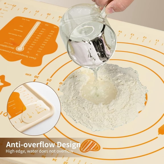 GVDCC-Silicone Baking Mat - Upgrade 26x16 Inch Extra Thick Pastry Mat with Measurements, Non-Slip and Reusable, Kneading Dough Mat for Kitchen Counter, Bread, Cookies, Pizza, Fondant, Pasta