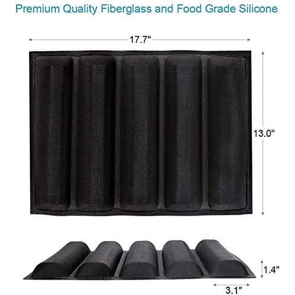 GVDCC-Silicone Bread Mold 5 Loaf Baking Mould Flexible Reusable Forms Shapes Non Stick Perforated