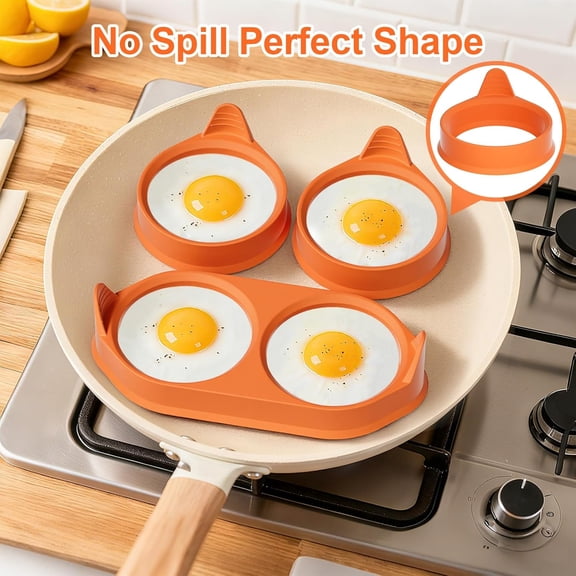 GVDCC-Silicone Egg Rings for Cooking, 2 Pack Egg Molds with Leak-Proof Design, Non-Stick BPA Free Egg Cooker Rings, Heat Resistant up to 500F, Dishwasher Safe Orange