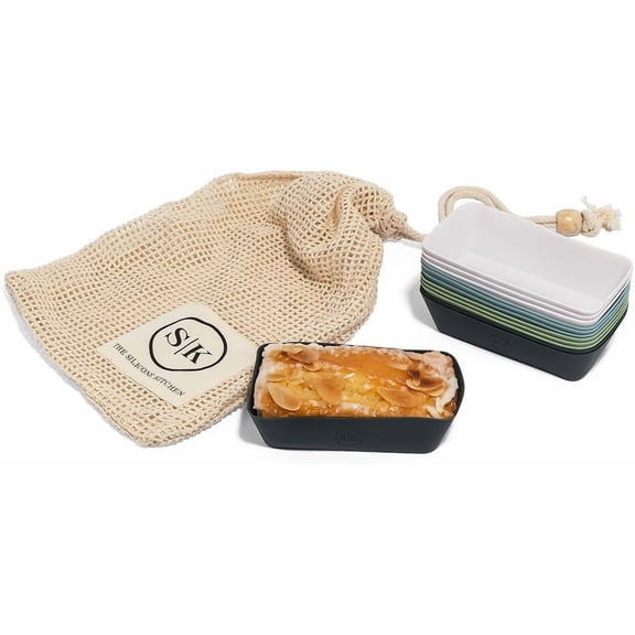 GVDCC-Silicone Individual Mini Loaf Pans - Reusable, Non-Toxic, BPA Free, Dishwasher Safe, Bento Box Accessories (12 Pack, Navy, White, Blue, Green)