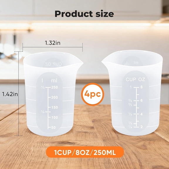 GVDCC-Silicone Measuring Cups - Measuring Cup Set for Melting Chocolate,Silicone Baking Cups Food Grade Material, Four Scales (1CUP-4PC)