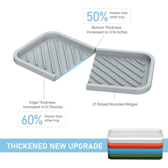 GVDCC-Silicone Sponge Holder-Large Thick Durable 10" Sink Organizer Tray-Kitchen & Bathroom