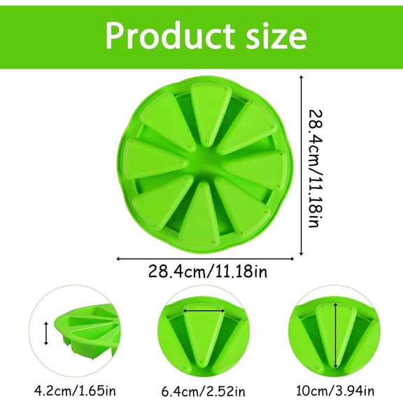 GVDCC-Silicone Triangle Cake Mold, 8-Cavity Nonstick Scone Pan, Pizza Slices Baking Mold for Cornbread Brownies Muffin, Green, Set of 2