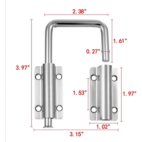 GVDCC-Silver Patio Sliding Door Loop Lock,90/180 Degree U Bolt Lock,Multi-Angle Loop Latch,for Window, Sliding Door,Barn Door,Garden,Fence Gate,Shed,Closet,Screens