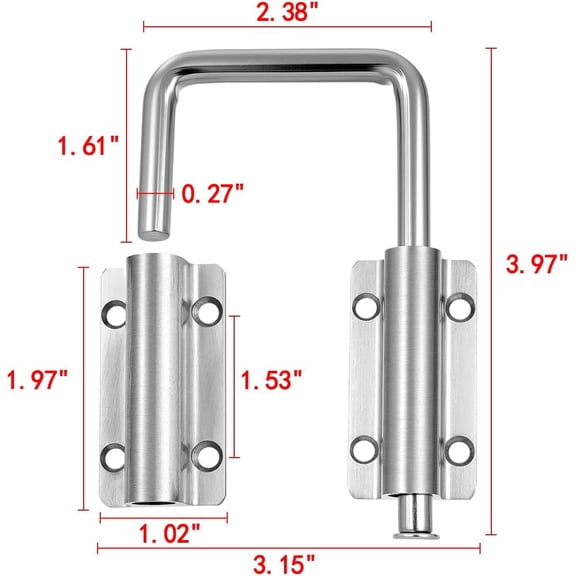 GVDCC-Silvery Multi-Angle Sliding Door Loop Lock,U Bolt Lock,90/180 Degree Home Security Lock,for Window,Fence Gate,Shed,Barn Door,Garden,Closet,Screens,Sliding Door