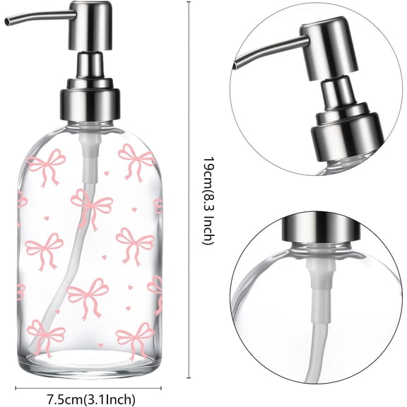 GVDCC-Simple Glass Soap Dispenser with Rust Proof Pump,Kitchen Dish soap Dispenser for Kitchen Shower(Bow Powder)