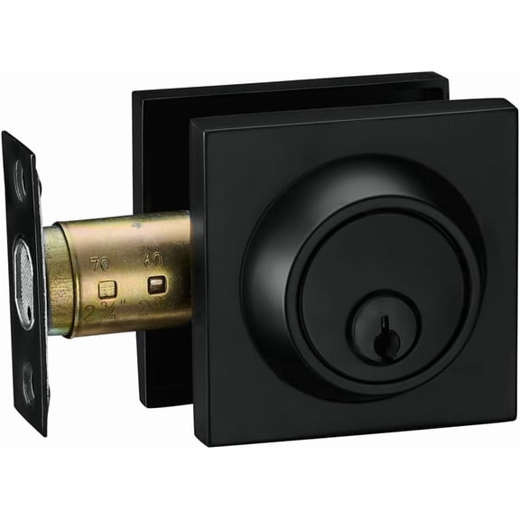 GVDCC-Sleek Series Square Single Cylinder Deadbolt Lock for Front Door Entrance Modern High Security Heavy Duty Iron Black Finish