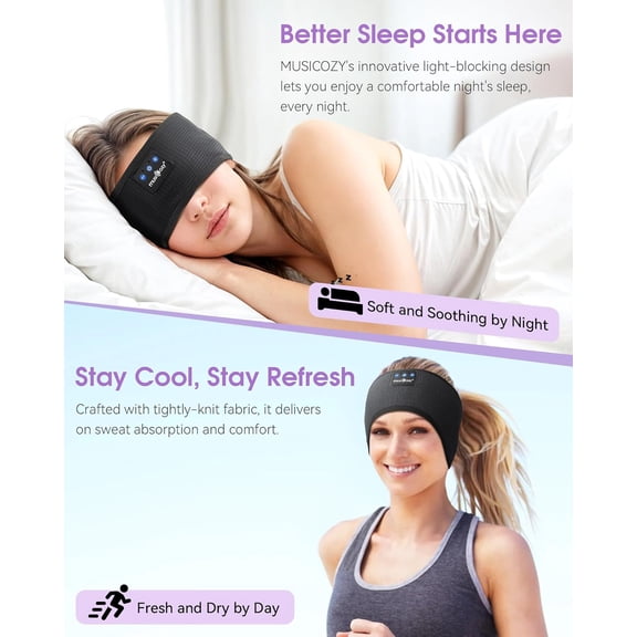 GVDCC -Sleep Headphones Bluetooth 5.4 Headband, Sports Wireless Earphones Sweat Resistant Earbuds Sleeping Headphone with Ultra-Thin HD Stereo Speaker for Workout Running Cool Gadgets Unique Gifts