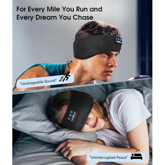 GVDCC -Sleep Headphones Bluetooth 5.4 Headband, Wireless Earphones Music Sleep Earbuds Sleeping Eye Mask with HD Stereo Speakers for Workout Running Travel Yoga, Ideal Gifts (Double-Sided Black)